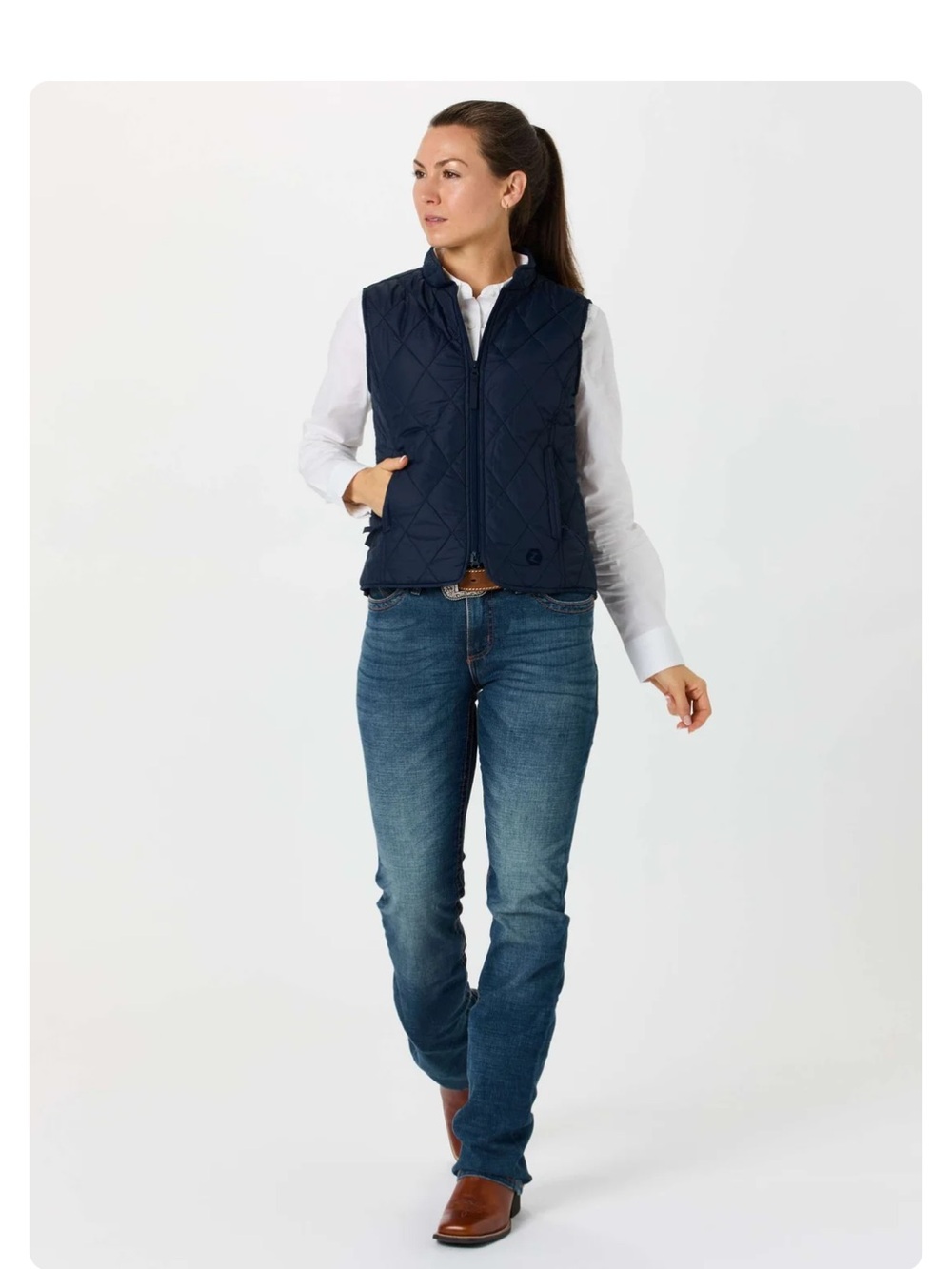 Horze Women's Classic Lightweight Quilted Vest - Show Vest - Peacoat Dark Blue